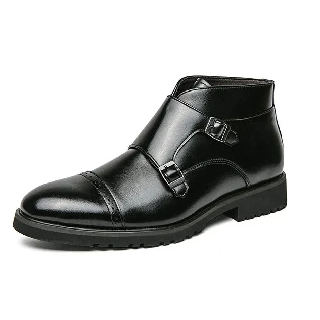 Parker™ | Double-Buckle Faux Leather Boots