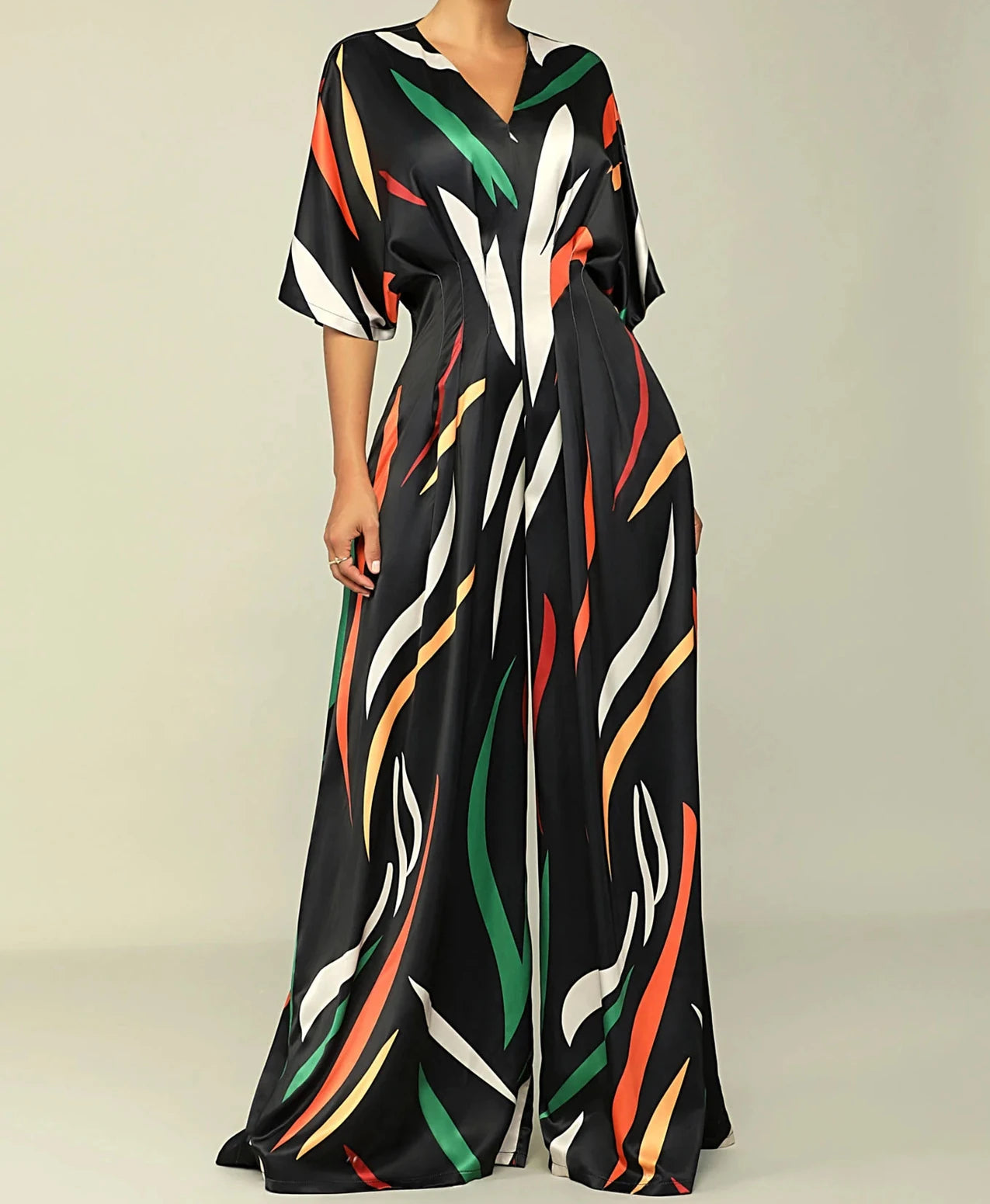 Averelle™ | Printed V-Neck Wide-Leg Jumpsuit