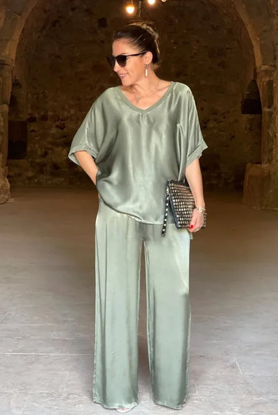 Lunarelle™ | Women’s Satin 2-Piece Summer Set