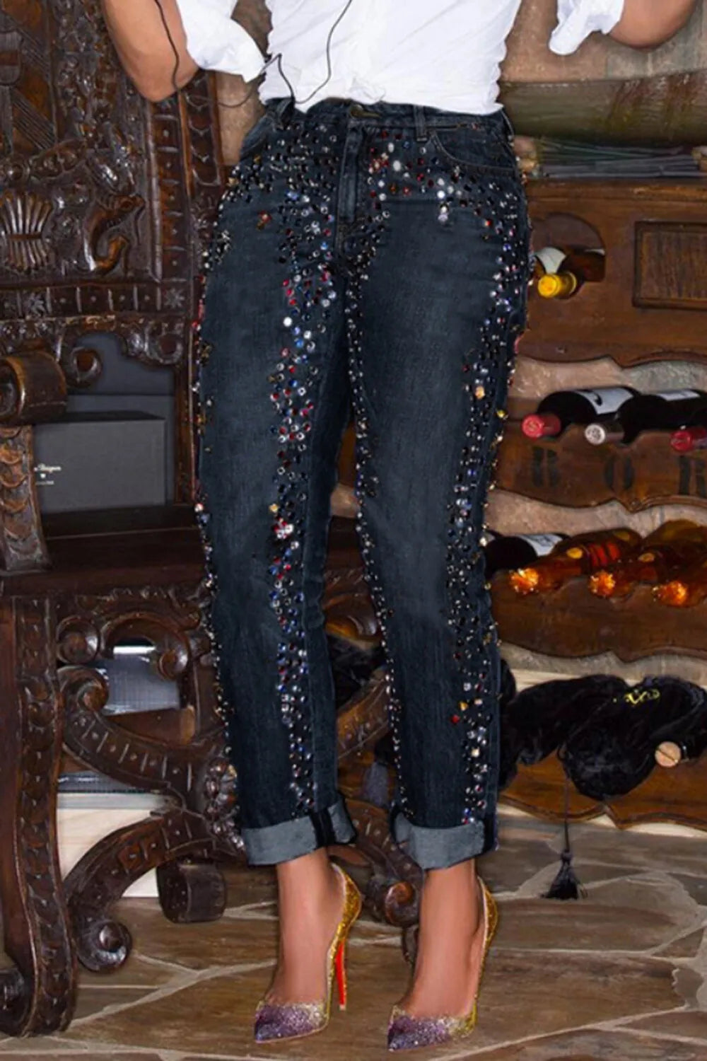 Averlyn™ | Plus Size Crystal Pocket Denim Jeans