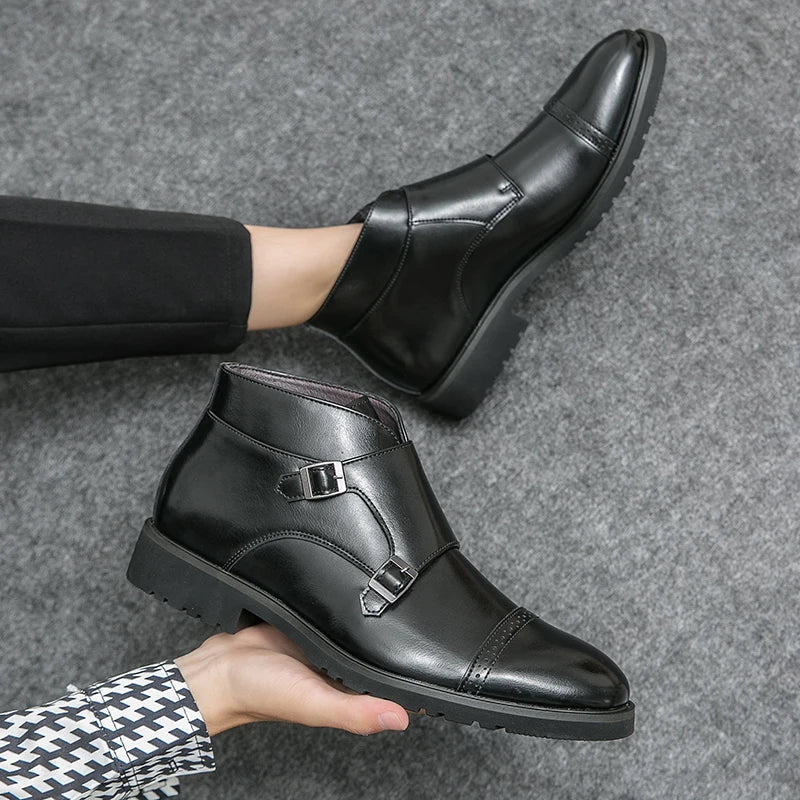 Parker™ | Double-Buckle Faux Leather Boots