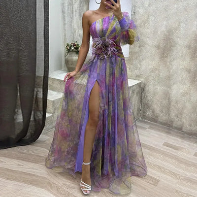 Elorainne™ | One-Shoulder Tie-Dye Formal Gown