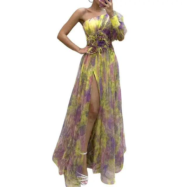 Elorainne™ | One-Shoulder Tie-Dye Formal Gown