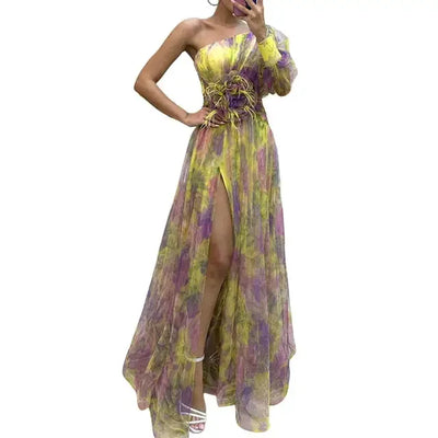 Elorainne™ | One-Shoulder Tie-Dye Formal Gown
