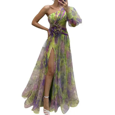 Elorainne™ | One-Shoulder Tie-Dye Formal Gown