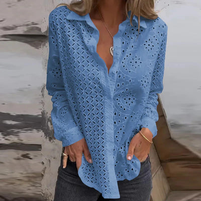 Selvoria™ | Embroidered Crochet Lace Blouse