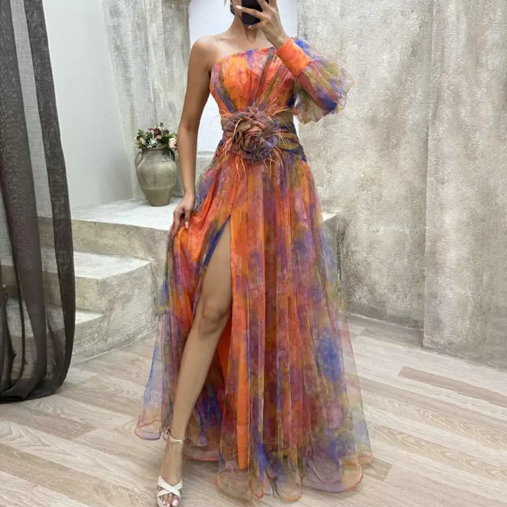 Elorainne™ | One-Shoulder Tie-Dye Formal Gown