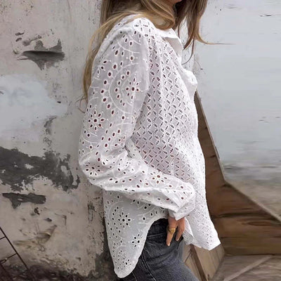 Selvoria™ | Embroidered Crochet Lace Blouse