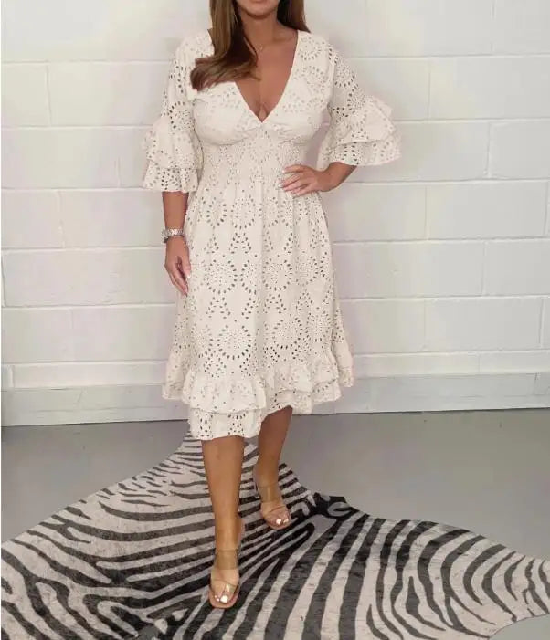 Seraphina™ | Embroidered V-Neck Maxi Dress