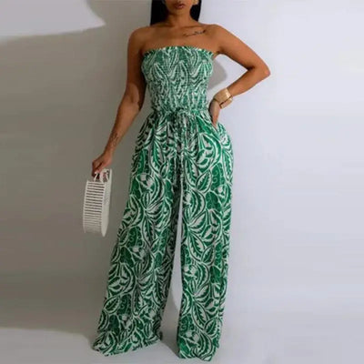 Ameliora™ | Elegant Backless Abstract Print Jumpsuit