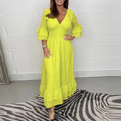 Averielle™ | Embroidered V-Neck A-Line Dress