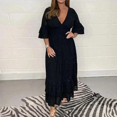 Averielle™ | Embroidered V-Neck A-Line Dress