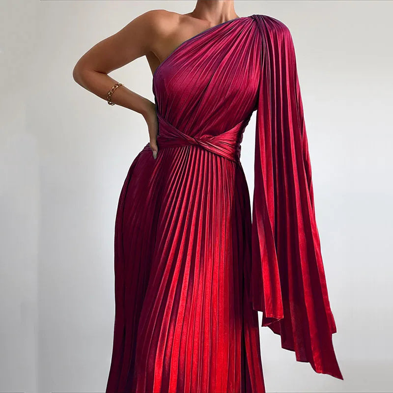 Avelisse™ | Off-Shoulder Pleated Maxi Dress