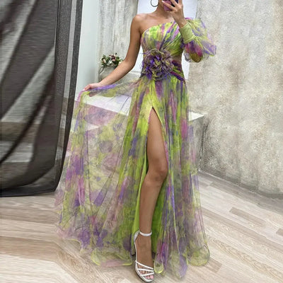 Elorainne™ | One-Shoulder Tie-Dye Formal Gown