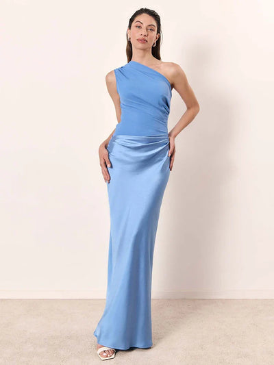 Elowen™ | One-Shoulder Satin Maxi Dress