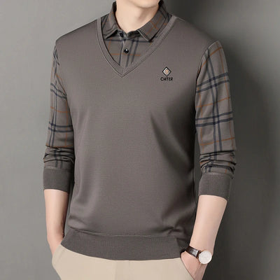 SeoulLux™ Men’s Velvet Layered Polo Sweater