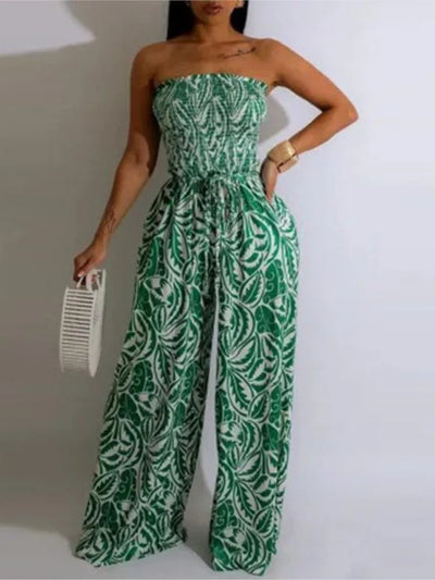 Ameliora™ | Elegant Backless Abstract Print Jumpsuit