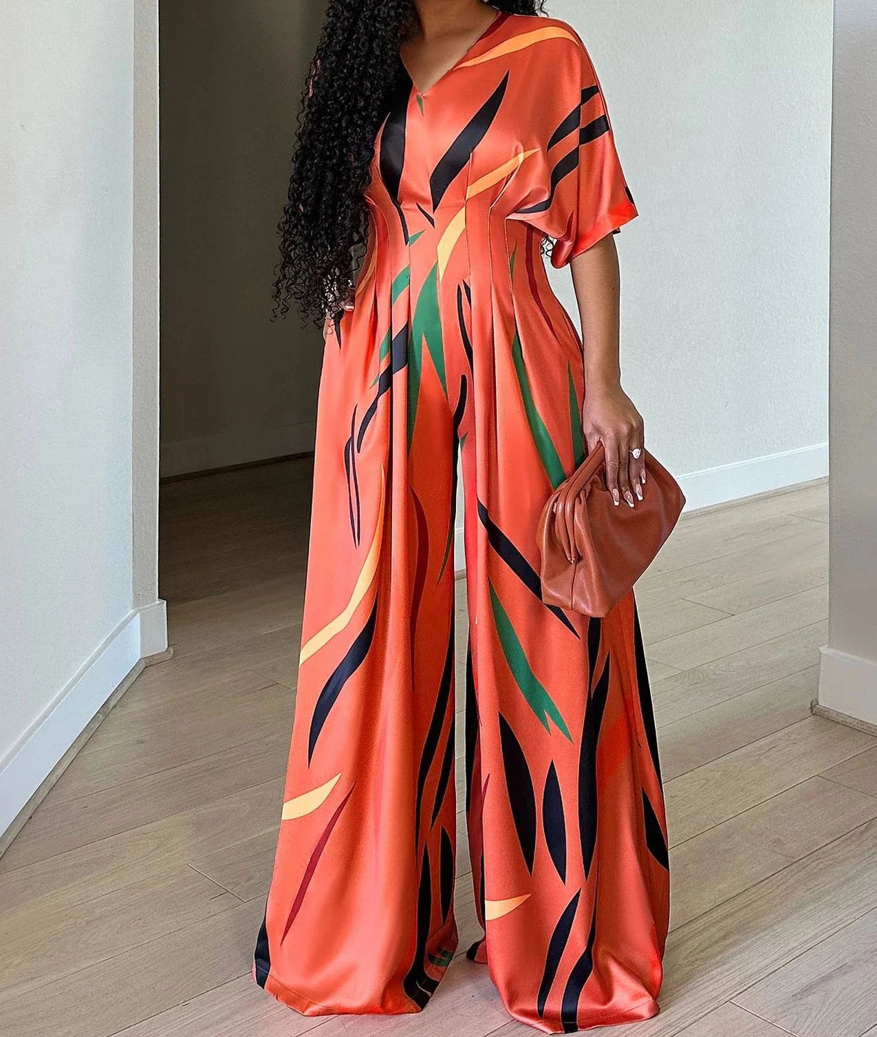 Averelle™ | Printed V-Neck Wide-Leg Jumpsuit