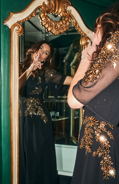 The Shay™ | Plunge Front Embellished Maxi Dress