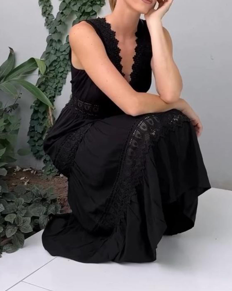 Valencia™ | Elegant Lace V-Neck Dress