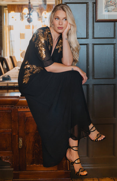 The Shay™ | Plunge Front Embellished Maxi Dress