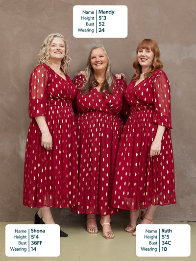 Valerie Luxe™ | Burgundy & Gold Lurex Dress