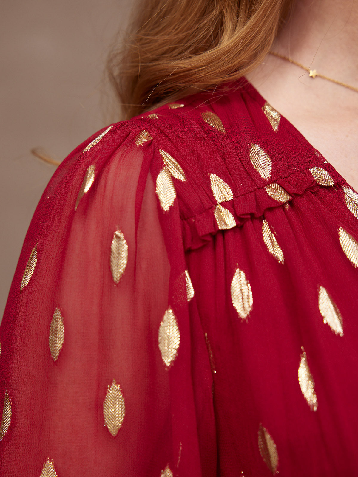 Valerie Luxe™ | Burgundy & Gold Lurex Dress