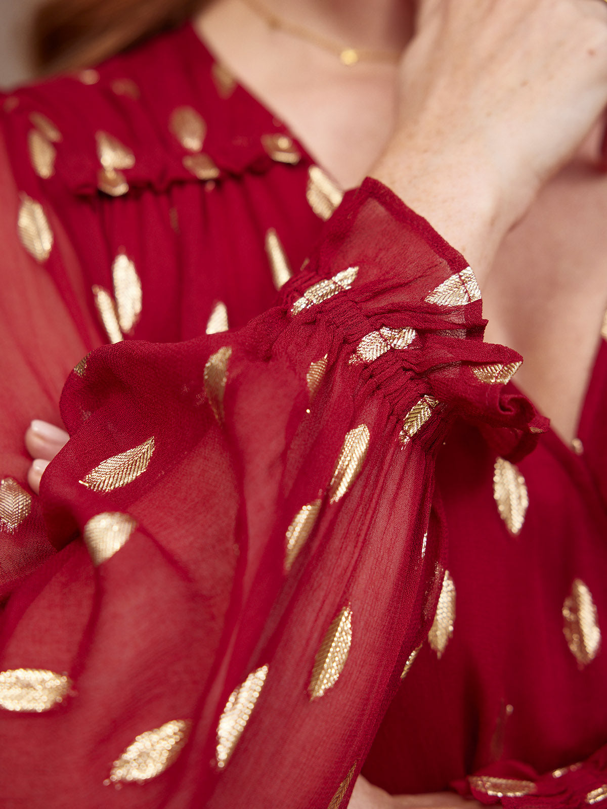 Valerie Luxe™ | Burgundy & Gold Lurex Dress