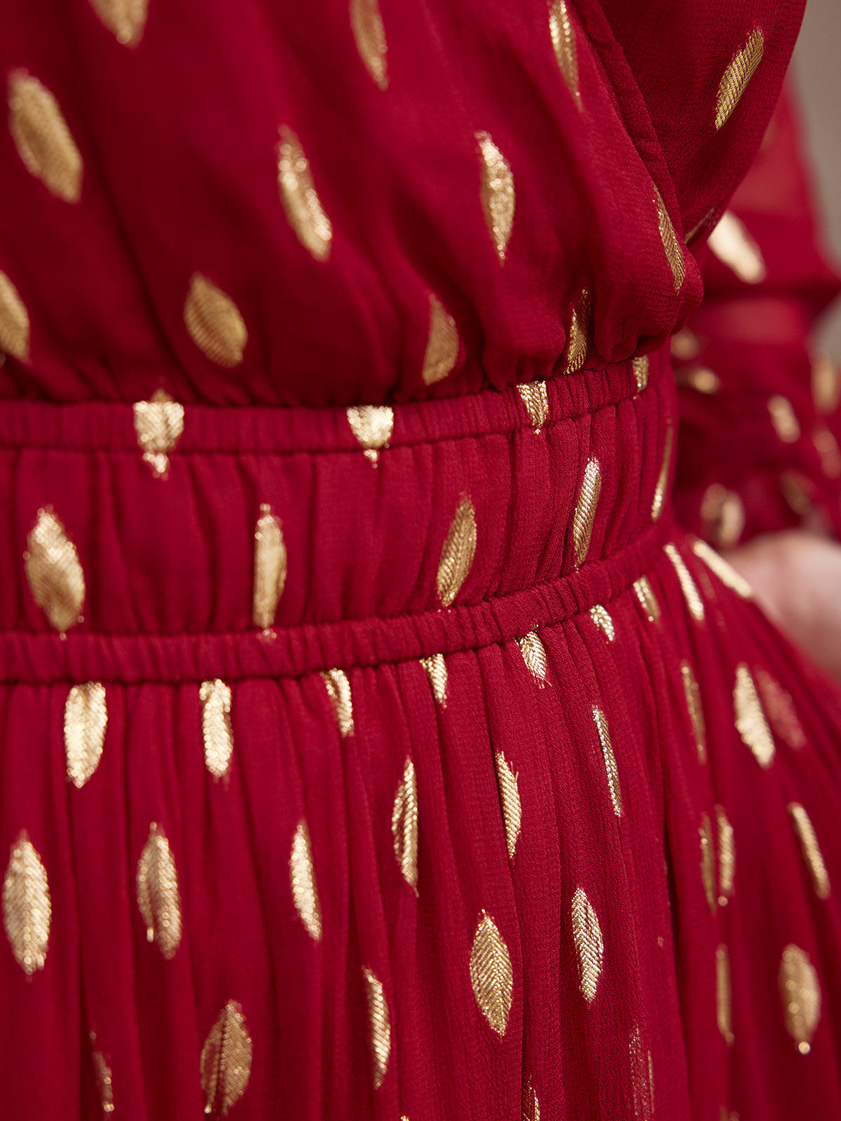 Valerie Luxe™ | Burgundy & Gold Lurex Dress