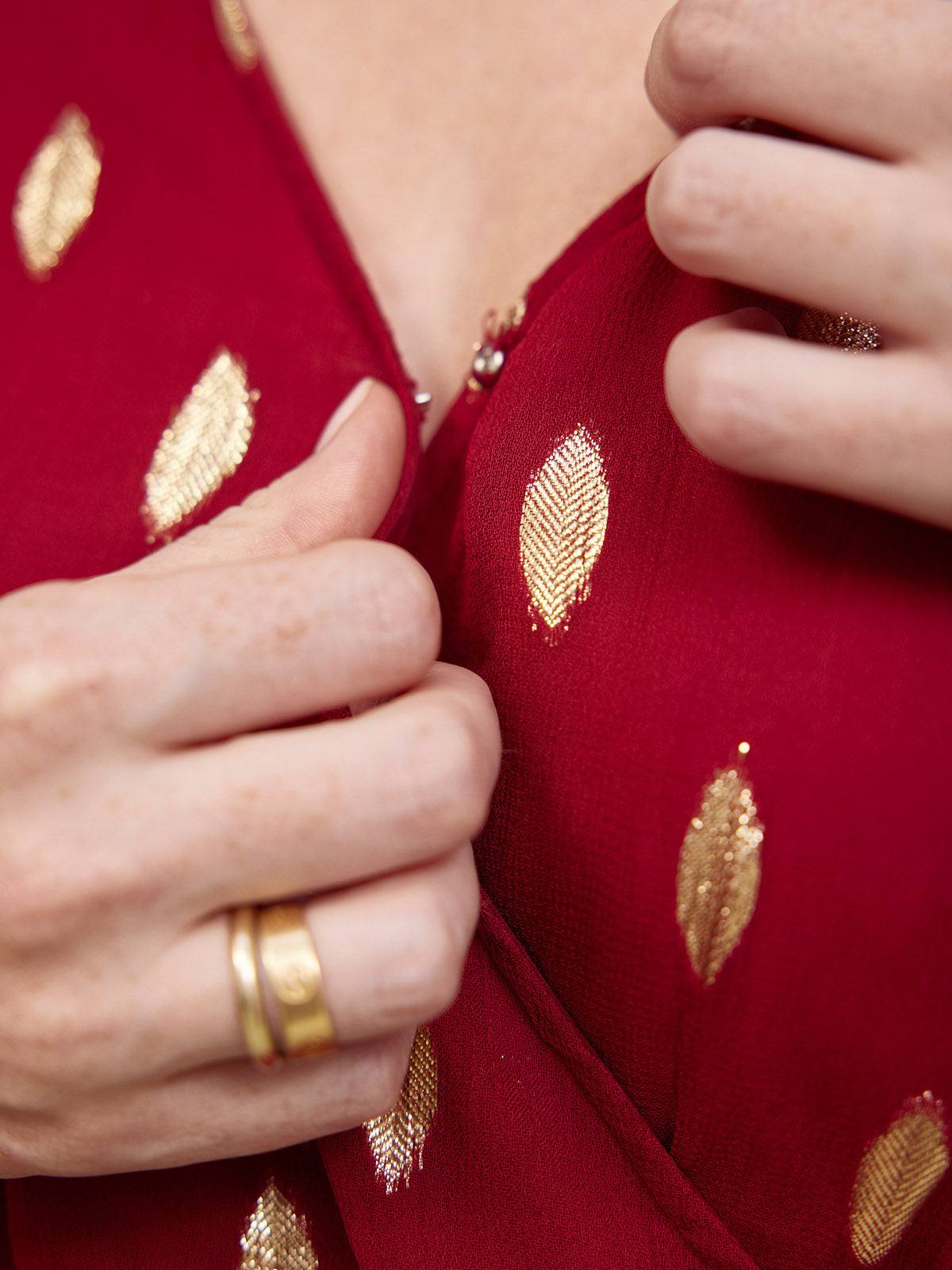 Valerie Luxe™ | Burgundy & Gold Lurex Dress