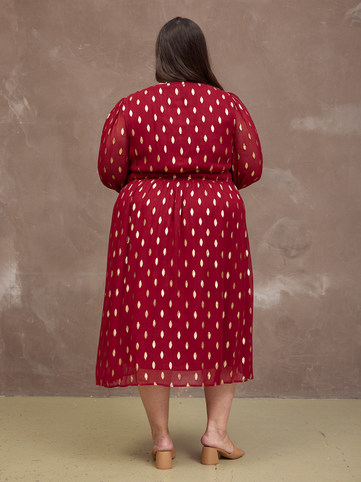 Valerie Luxe™ | Burgundy & Gold Lurex Dress