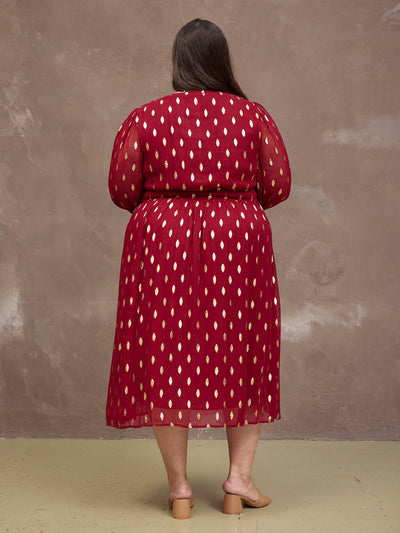 Valerie Luxe™ | Burgundy & Gold Lurex Dress