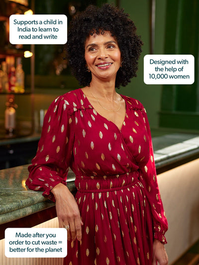 Valerie Luxe™ | Burgundy & Gold Lurex Dress