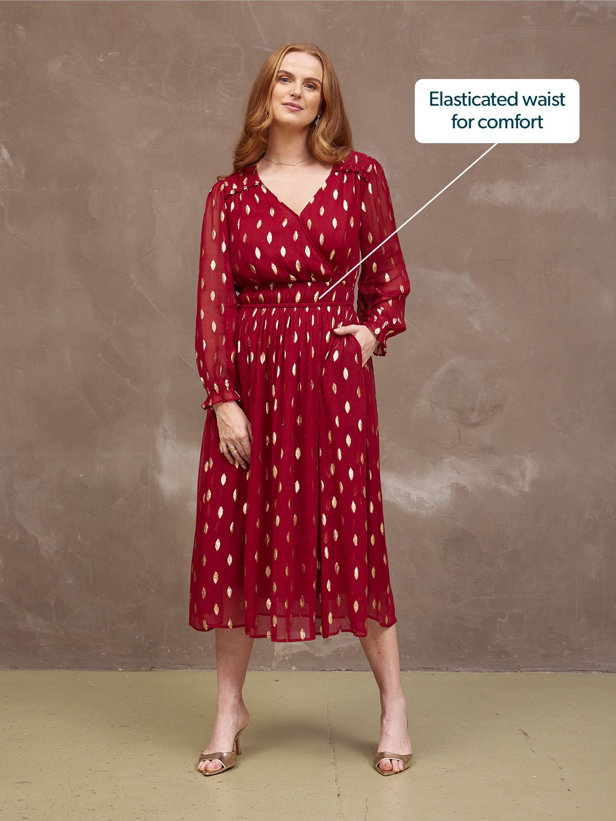 Valerie Luxe™ | Burgundy & Gold Lurex Dress