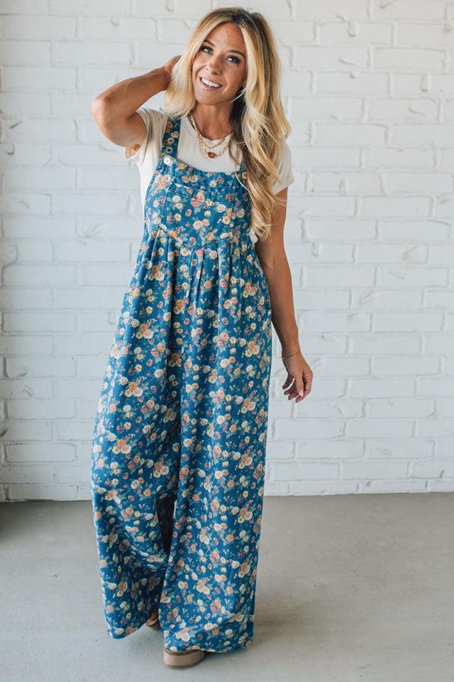 BIBI™ | Vintage Rose Denim Overalls