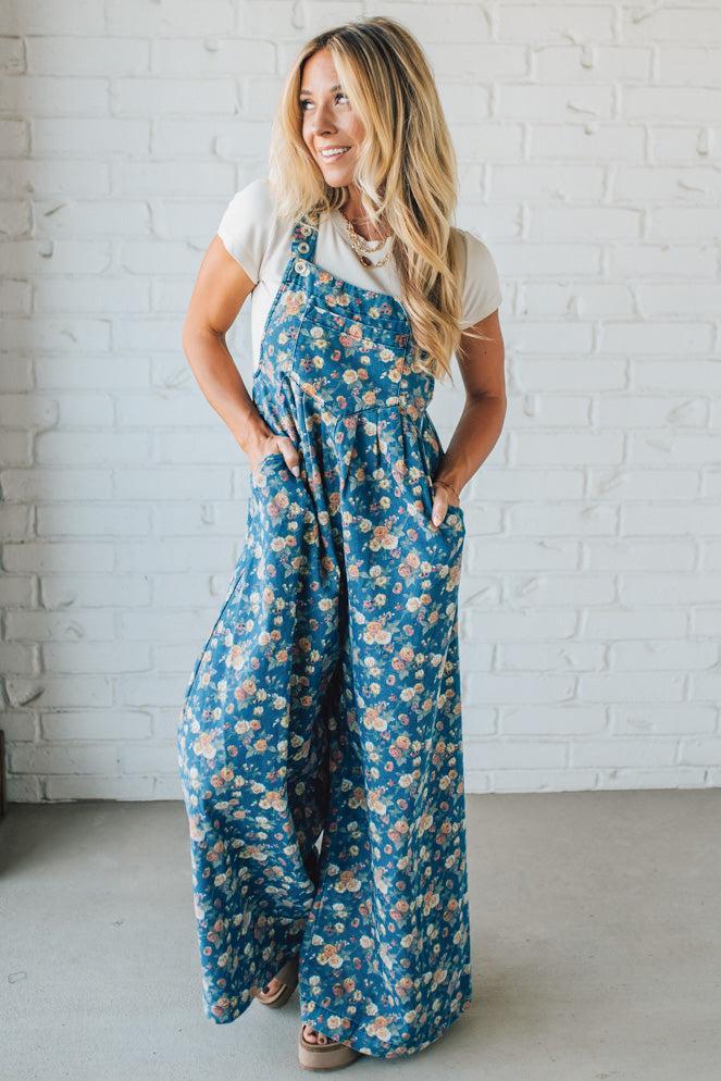 BIBI™ | Vintage Rose Denim Overalls