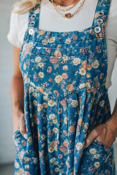BIBI™ | Vintage Rose Denim Overalls