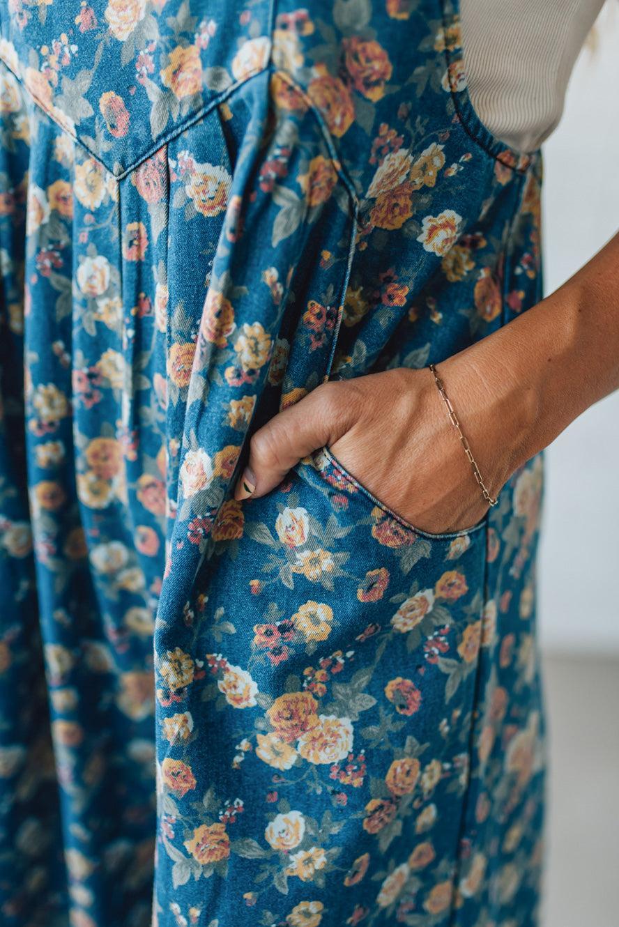 BIBI™ | Vintage Rose Denim Overalls