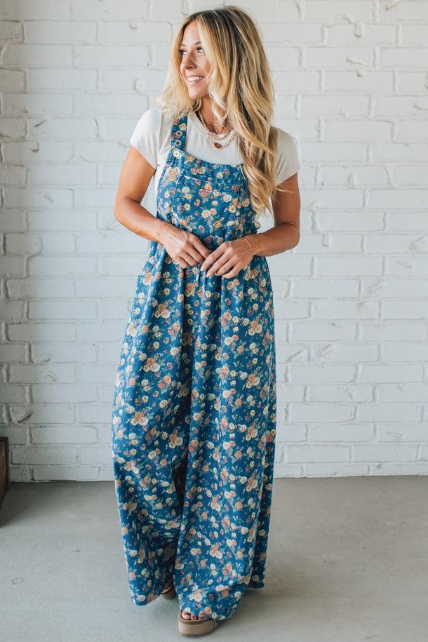 BIBI™ | Vintage Rose Denim Overalls