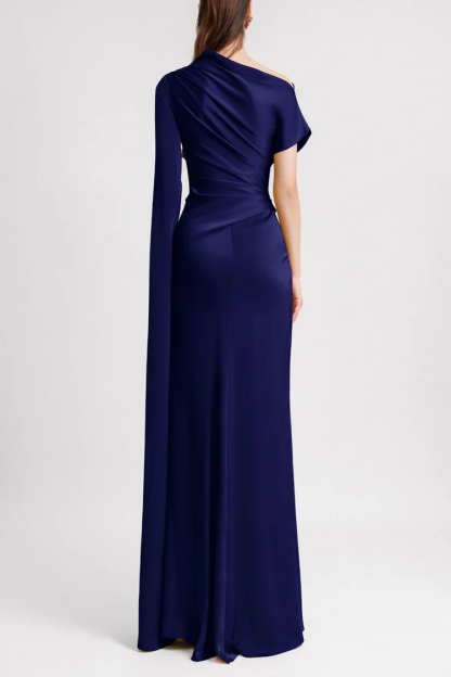 Celeste™ | Satin Asymmetrical Draped Maxi Dress