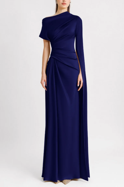 Celeste™ | Satin Asymmetrical Draped Maxi Dress