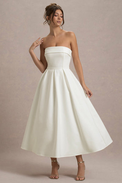 Ecru Elegance™ Bandeau Midi Dress