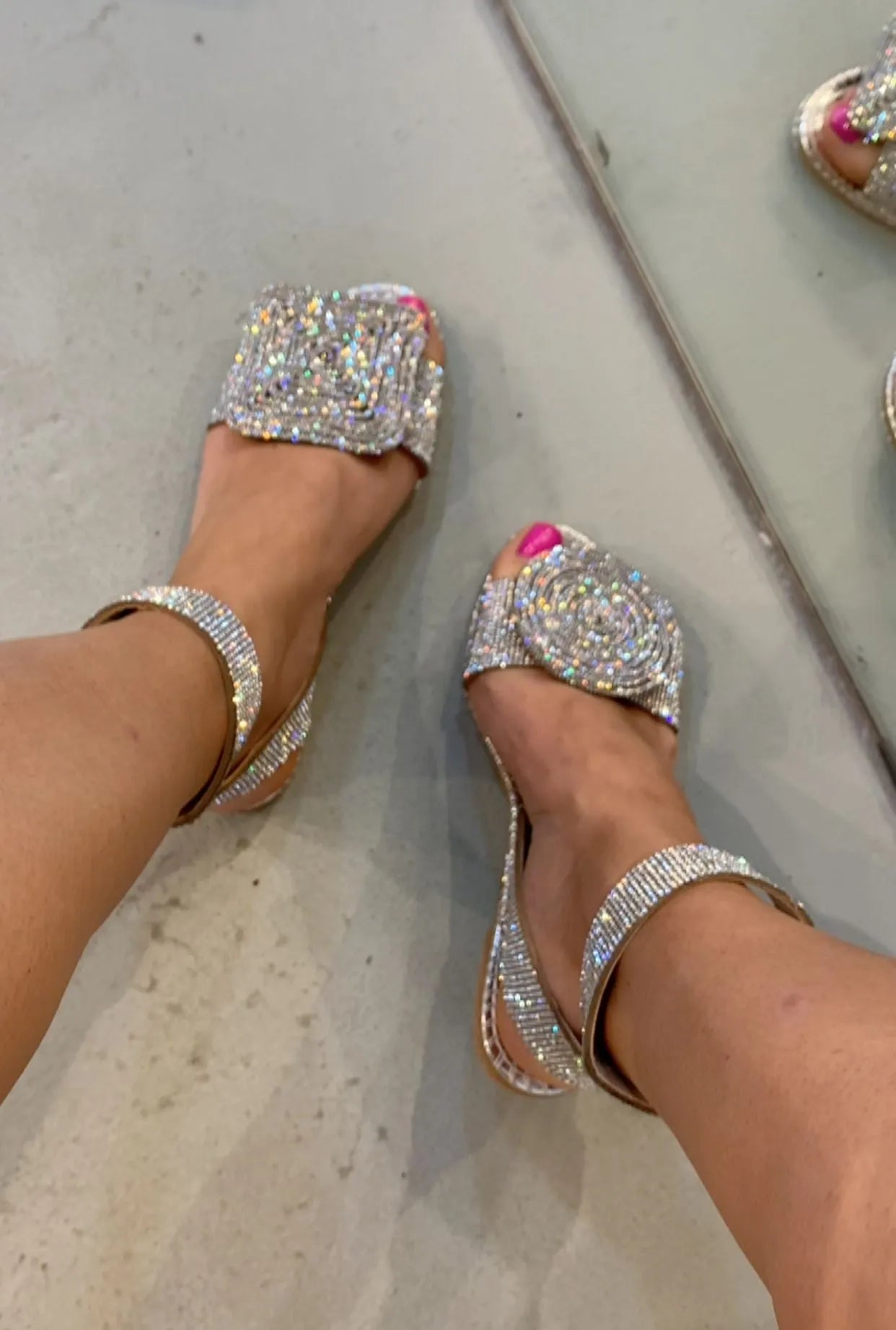 Linzey™ | Asymmetrical Rhinestone Sandals