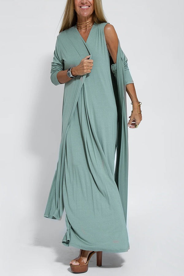 Lyvazza™ – Elegant Long Dress + Matching Cardigan
