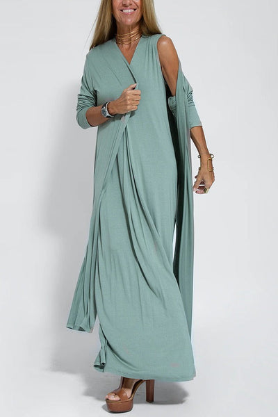 Lyvazza™ – Elegant Long Dress + Matching Cardigan