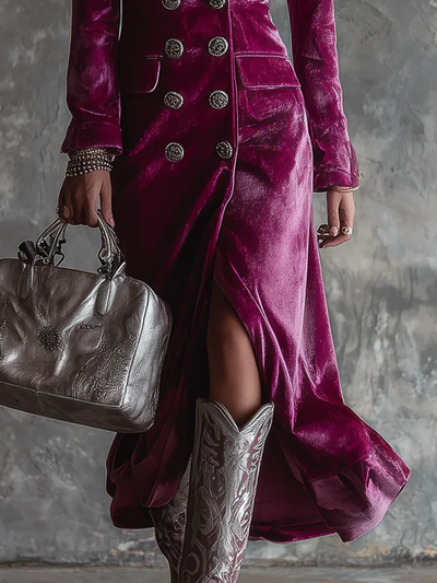 Elara™ | Velvet Blazer Maxi Dress