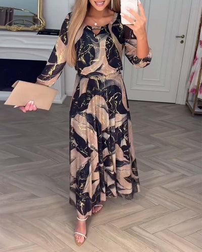 Amelisse™ | Elegant Printed Waist Dress