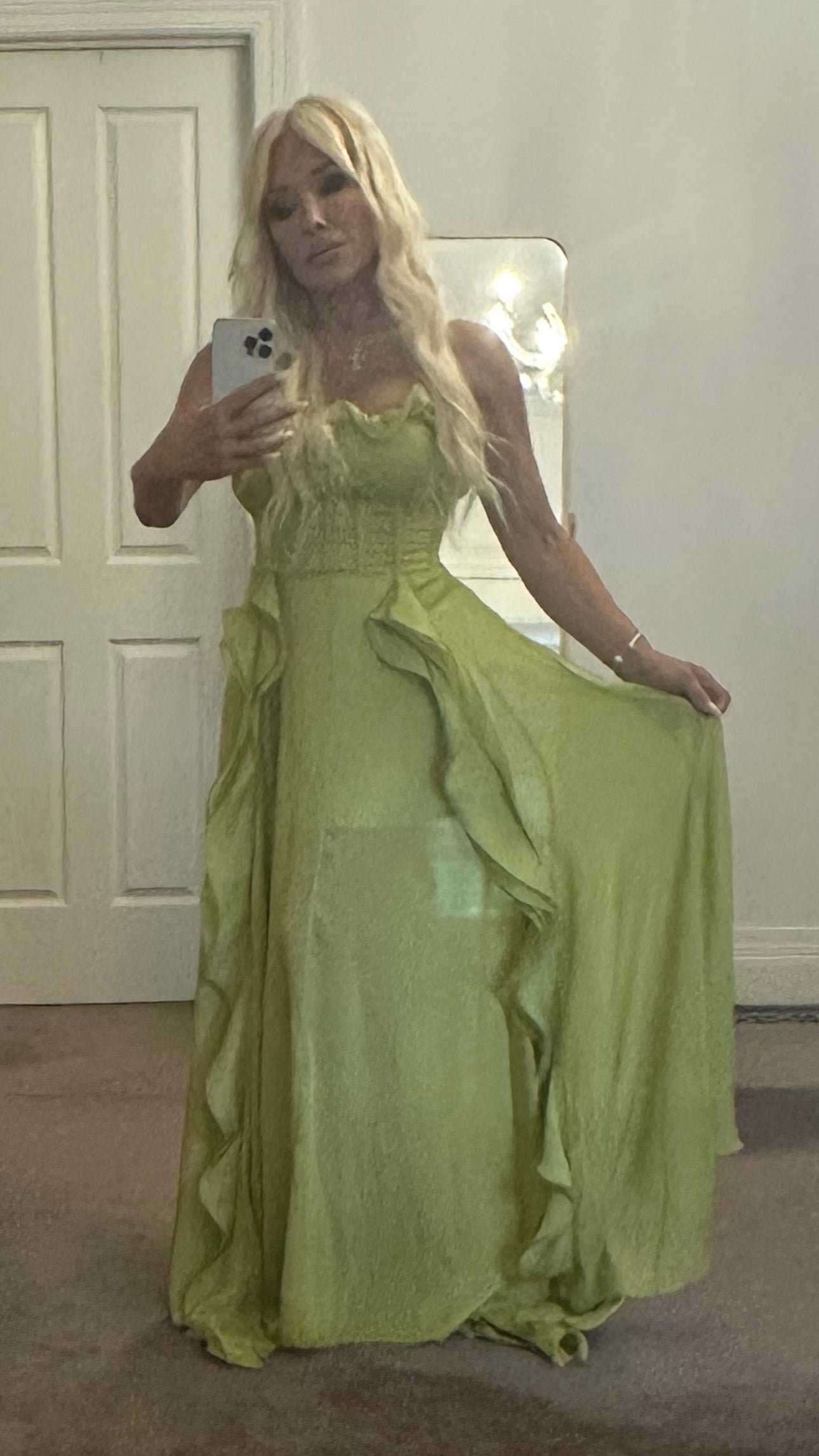 Amora™ | Frill Sweetheart Neck Maxi Dress