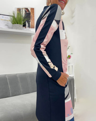 Calivra™ | Colorblock Zip Long Sleeve Dress