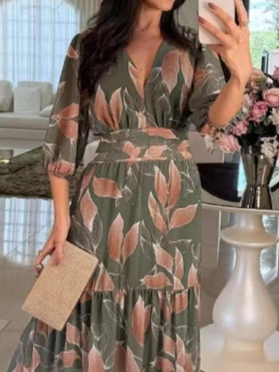Aurora™ | Printed V-Neck Maxi Dress